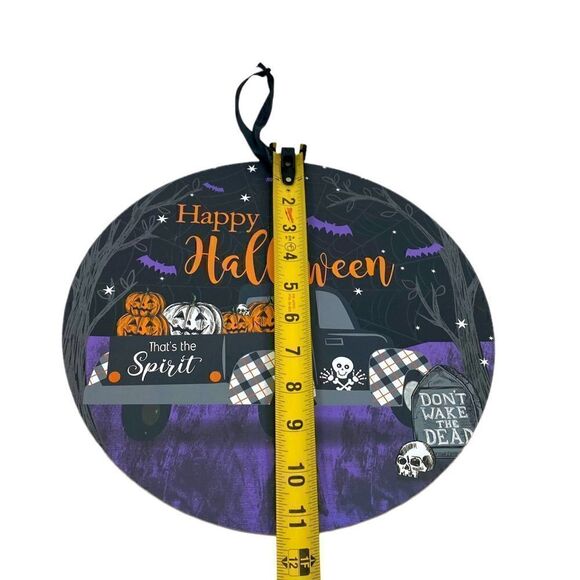 NWOT HAPPY HALLOWEEN Wall Sign Home Décor Pumpkin Black and Purple - Picture 3 of 5